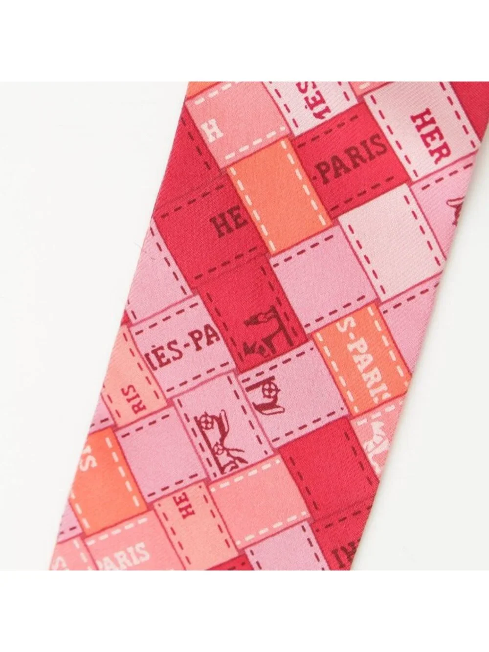 ★SOLD★ Hermes Twilly Silk Bolduc Check Scarf Pink - Picture 6 of 9